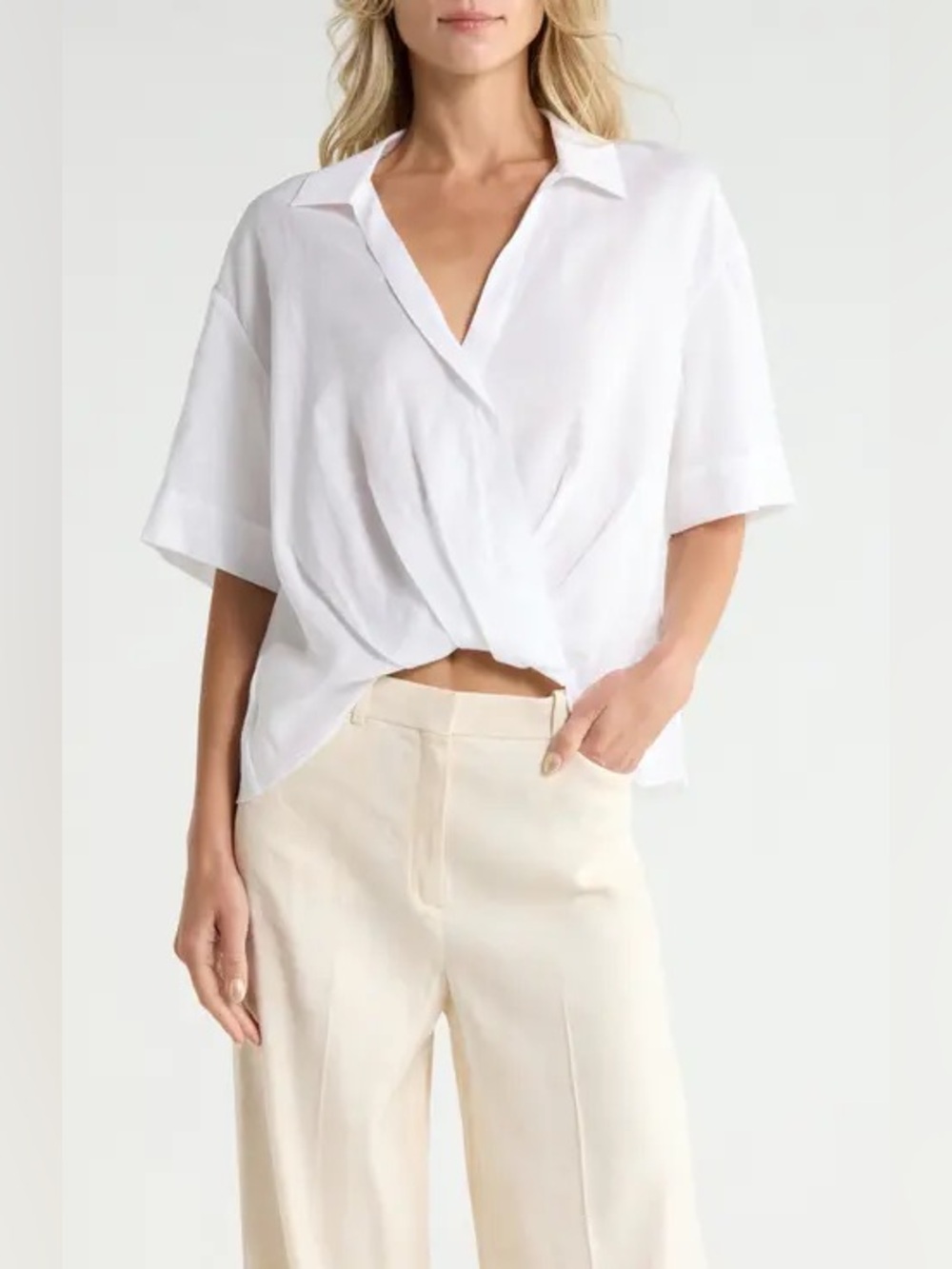Theory twist high low top white size small 100% cotton